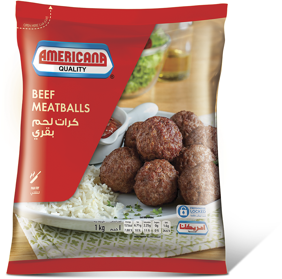 360101 Americana Beef Meatballs 1000g New Bag Design - Americana Food (1039x988), Png Download