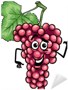 Funny Red Grapes Fruit Cartoon Illustration Sticker - Grape Fruit Cartoon (400x400), Png Download