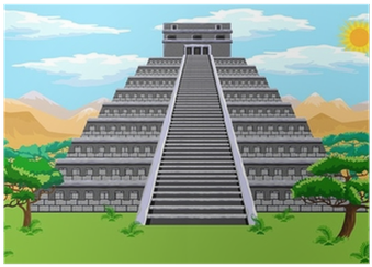 Aztec Pyramids Cartoon (400x400), Png Download