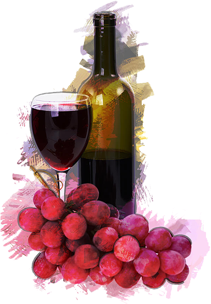 Botart International Contemporary Barrel Art - Wine And Grapes Png (643x619), Png Download