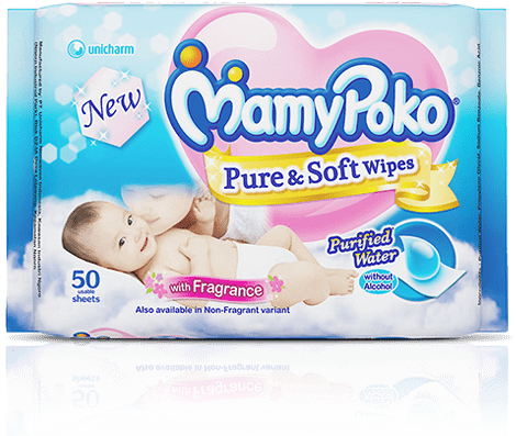 Mamypoko Pure & Soft Wipes Without Alcohol - Mamypoko Pure And Soft Wipes No Fragrance - 50 Wipes (500x500), Png Download