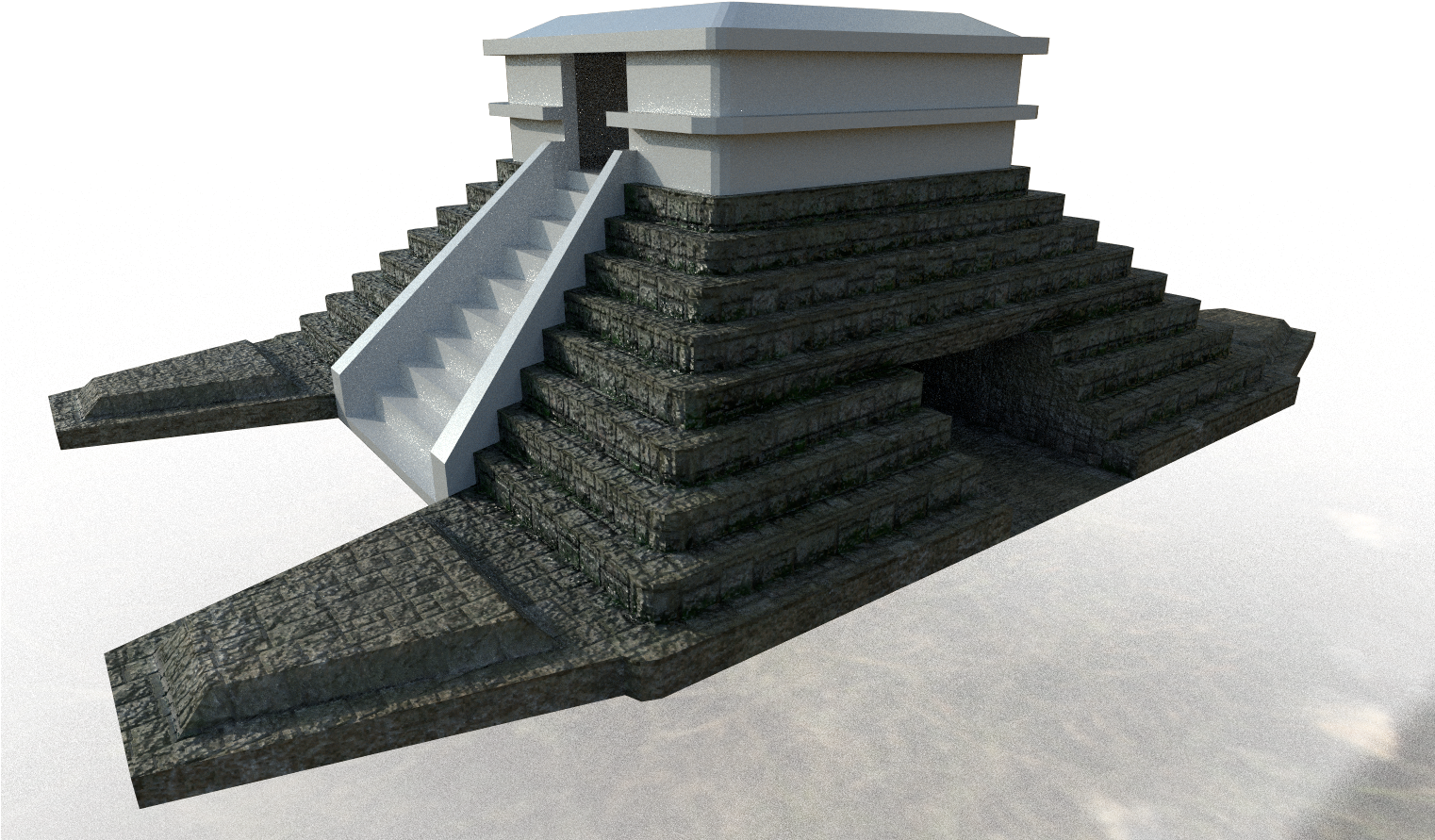 A Model Of A Game Ready Aztec Pyramid I'm Working On, - Roof (1521x909), Png Download