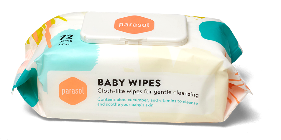 Full Size Baby Wipes - Parasol Baby Wipes - 9 Packs Of 72 Count, 648 Cnt Total (1000x1000), Png Download