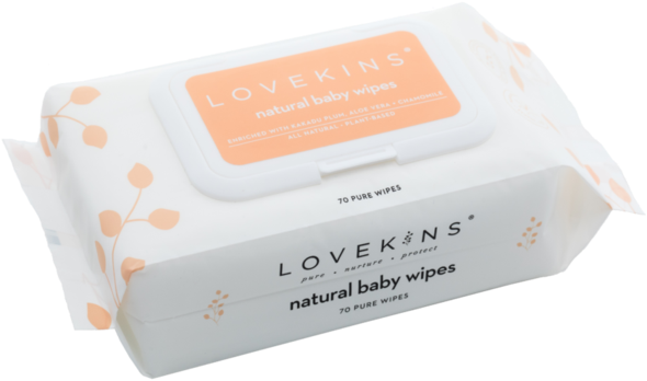 Lovekins Natural Baby Wipes 70 Pure Wipes - Box (600x600), Png Download