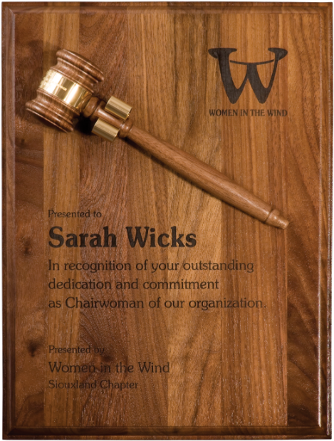 6c1201-a Walnut Plaque Mouted Gavel - Gavel (530x675), Png Download