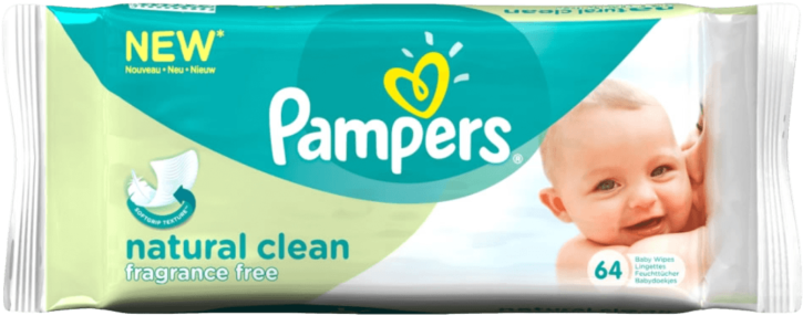 Pampers Sensitive Baby Wipes 64 Units 385 G - Pampers Baby Wipes Natural Clean (1024x1024), Png Download