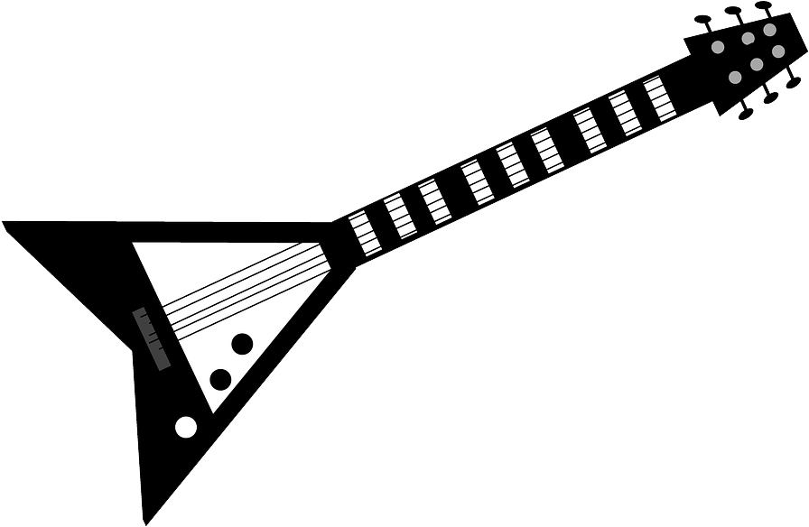 Rock Guitar Png Pic - Electric Guitar Clipart Black And White (960x649), Png Download
