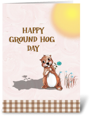 Groundhog Day Greeting Card - Cartoon (350x396), Png Download