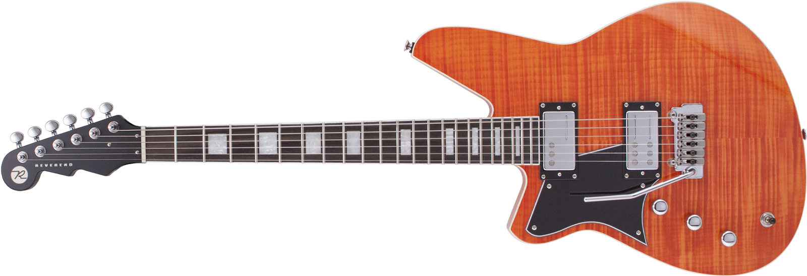 Rock Orange Flame Maple - Reverend Tricky Gomez Rt Satin Alpine Green (1880x550), Png Download