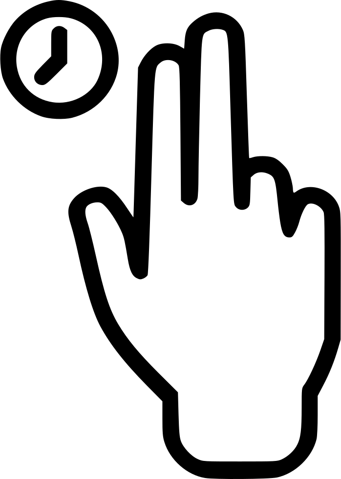 Press Hold Hand Finger Touch Clock Time Comments - Icon (698x980), Png Download