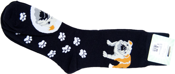 Standing Bulldog, Bulldog Face, And Paw Prints Socks - Sock (800x800), Png Download