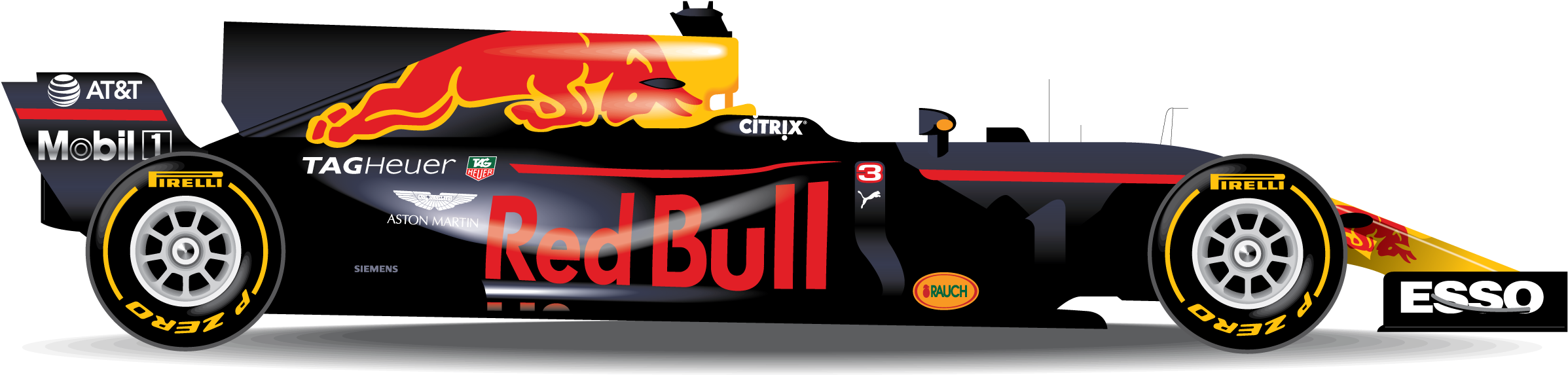 Formula One Clipart Racetrack - Red Bull Rb13 Png (2400x600), Png Download
