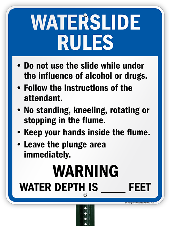 Waterslide Rules For Wisconsin - Water Slide Rules Sign, 24" X 18" (800x800), Png Download