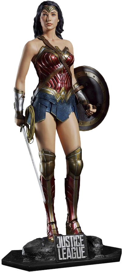 Justice League Wonder Woman - Wonder Woman Life Size Statue (668x1023), Png Download