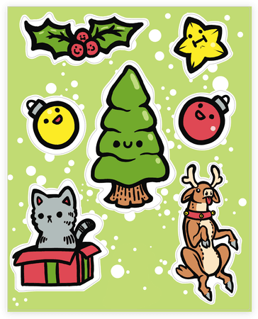 Cute Christmas Friends Sticker/decal Sheet - Christmas Cute Sticker (484x484), Png Download