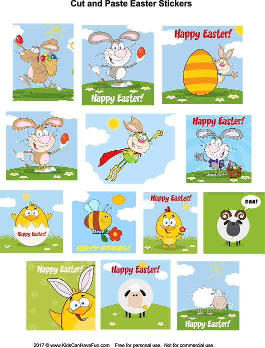 Kids Can Cut Out These Cute Easter Stickers And Paste - My First Easter Bunny Coloring Book (530x697), Png Download