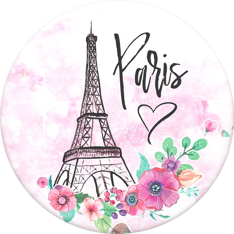 Paris - Eiffel Tower Flowers Vector (1000x1000), Png Download