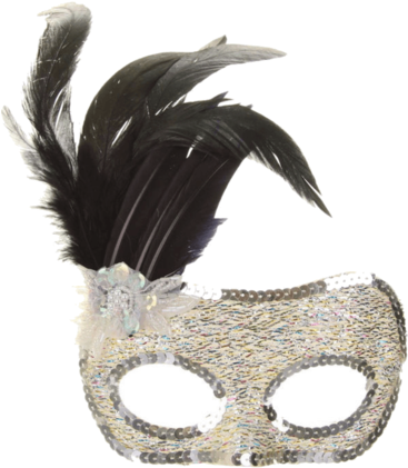 Decorative Silver Mask With Sequin Detailing Flower - Masque (366x580), Png Download
