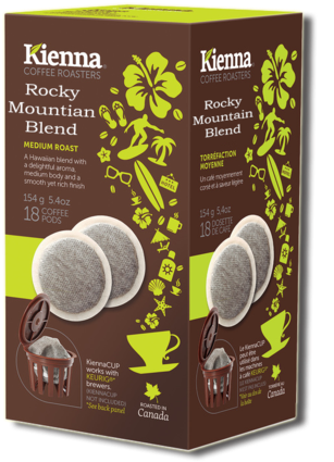 Kienna Pods Rocky Mountain Blend - Kienna Coffee Roasters Kona Style Coffee Pods (415x480), Png Download