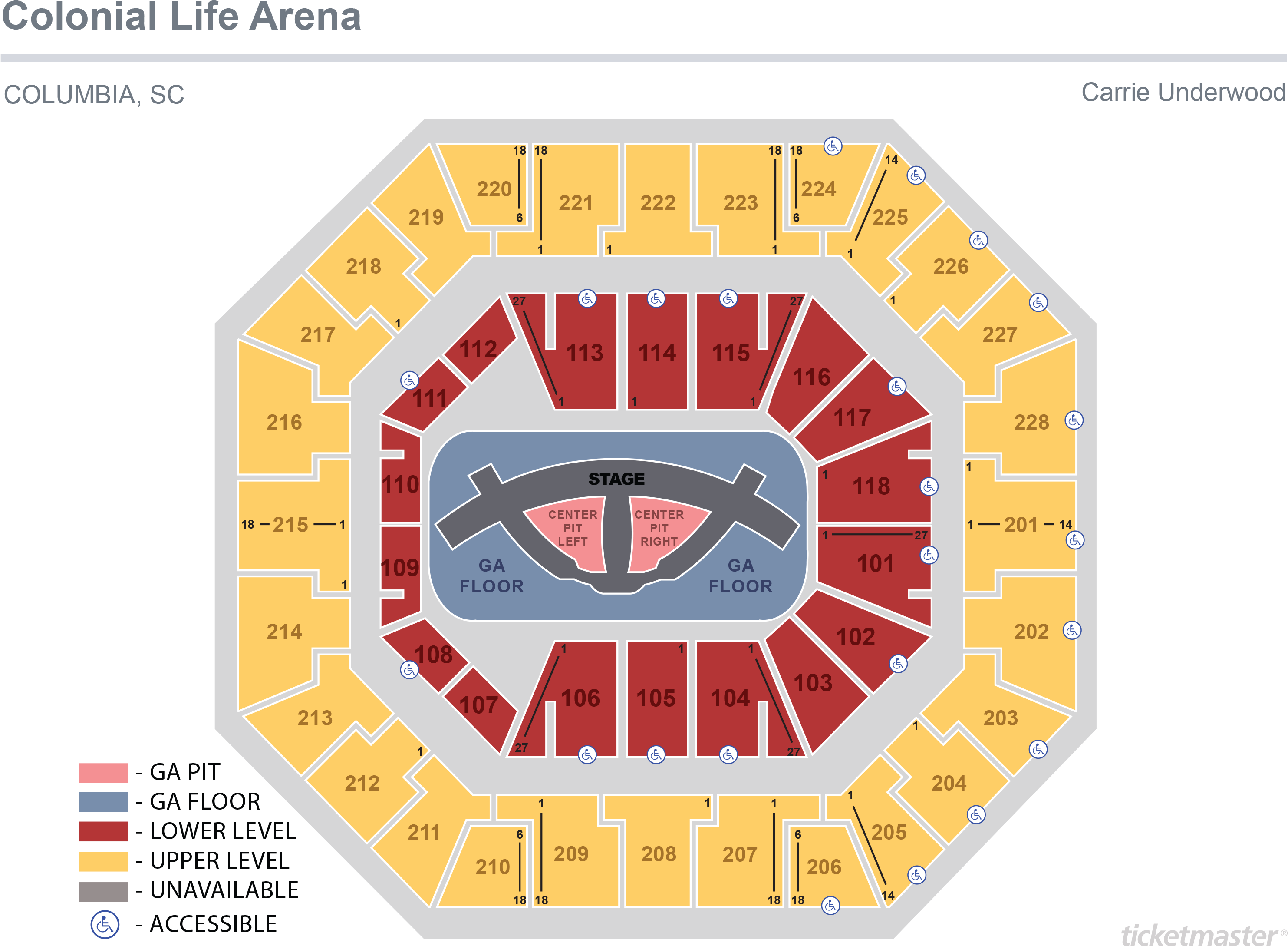 Seating Chart View Seating Chart - Maroon 5 Columbia Sc Seating Chart (3164x2222), Png Download