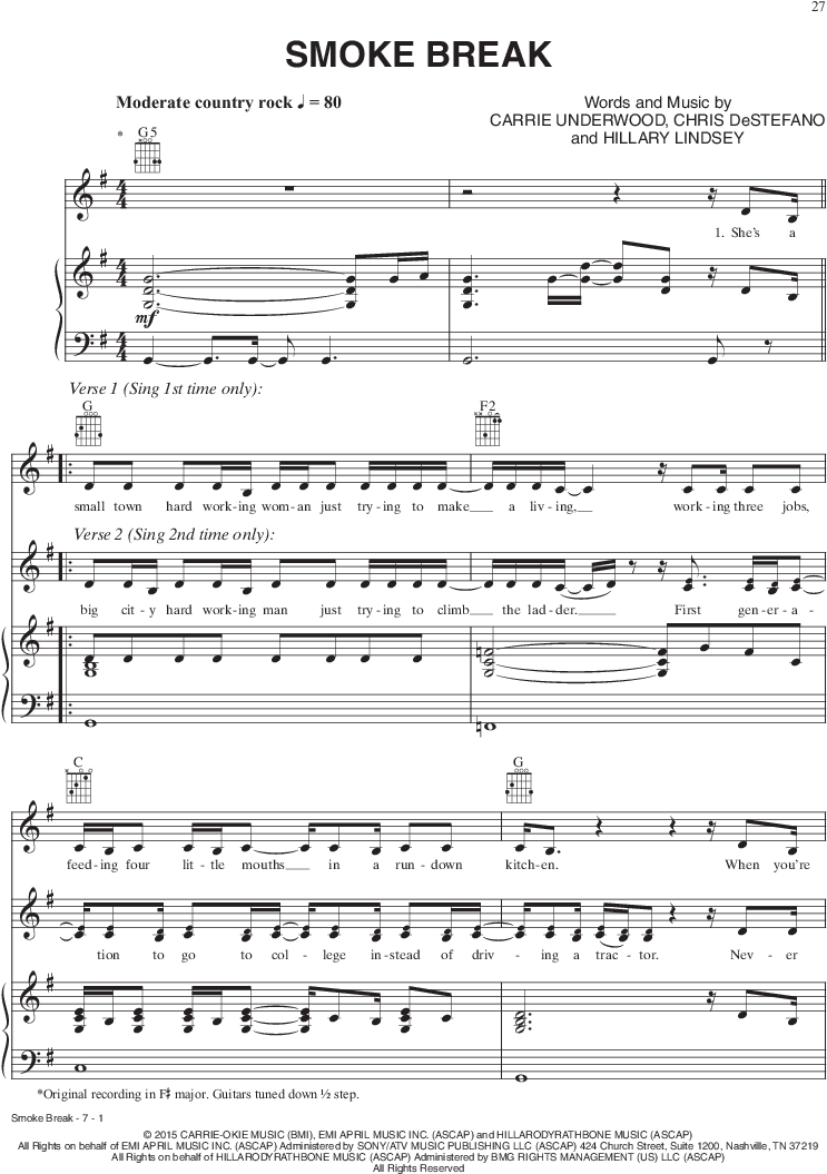 Storyteller By Carrie Underwood J W Pepper Sheet Music - Carrie Underwood Dirty Laundry Easy Sheet Music (864x1152), Png Download