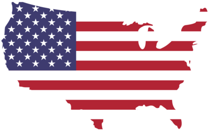 The American Co - Us Flag Shape Of Usa (480x259), Png Download