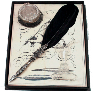 Rubinato 7342 Feather Pen Rest And Inkwell Set (800x800), Png Download