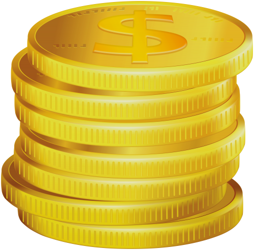 Gold Dollar Coins Png Clipart - Portable Network Graphics (500x493), Png Download