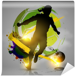 Silhouette Soccer Player Ink Splatters Wall Mural • - Football (400x400), Png Download