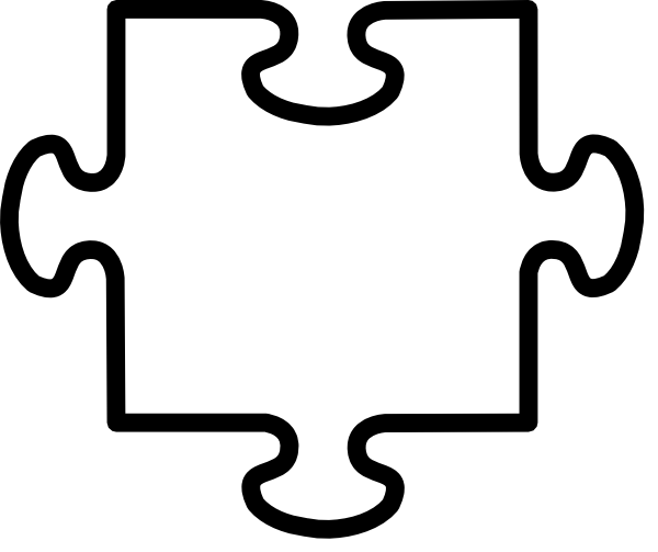Green Jigsaw Puzzle Piece Large - Jigsaw Piece Black And White (600x503), Png Download