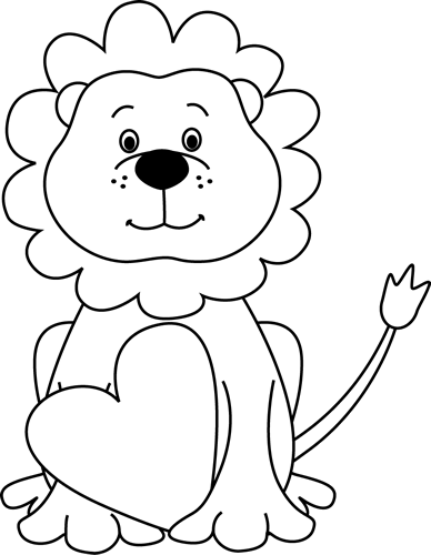 Lion Black And White Baby Lion Clipart Black And White - Cute Lion Black And White Cute (388x500), Png Download