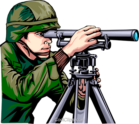 Military Man Looking Through Scope Royalty Free Vector - Soldier (480x431), Png Download