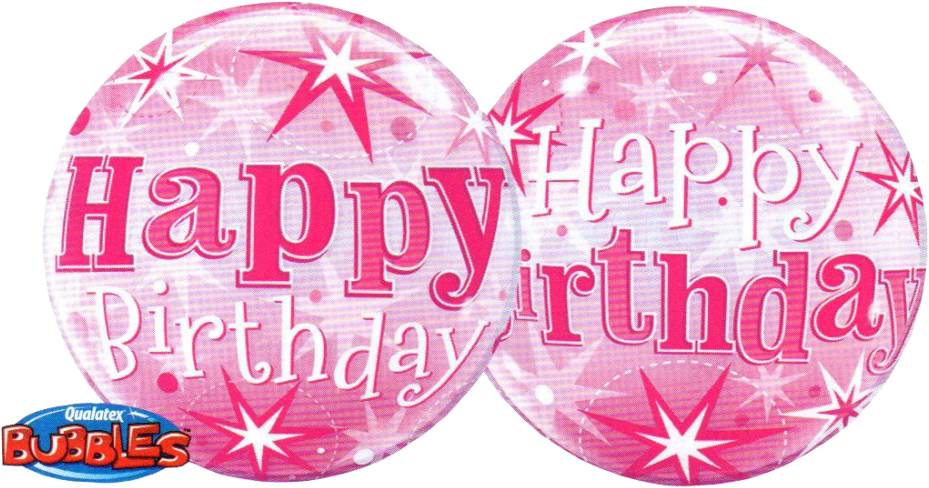 Cardiff Balloons Brings You A Pink Happy Birthday Bubb - Bubble Balloon - Birthday Pink Starburst Sparkles 56 (1024x578), Png Download