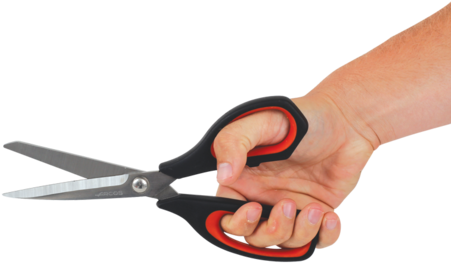 Shoof Tail Trimming Scissors - Scissors With Hand Png (478x358), Png Download