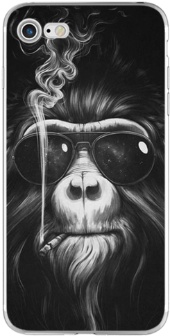 Animals Back Cover For Iphone X 8 4 4s 5 5s Se 5c 6 - Monkey Photography Black And White (640x640), Png Download