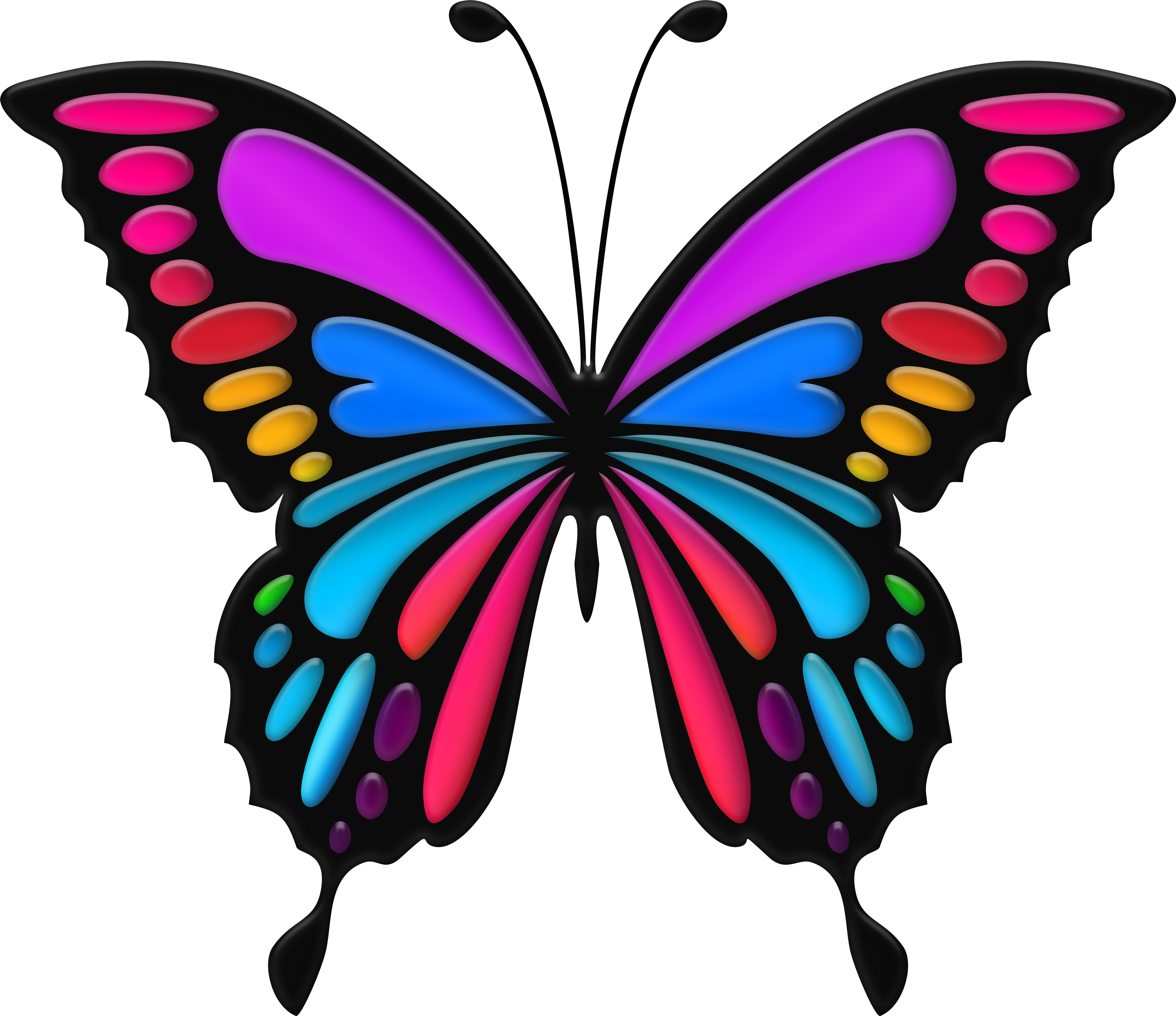 Flying Butterfly Clip Art Free Download (8000x6913), Png Download