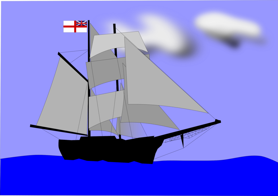 Ship Clipart Sail Brigantine Galleon - Ship (899x636), Png Download