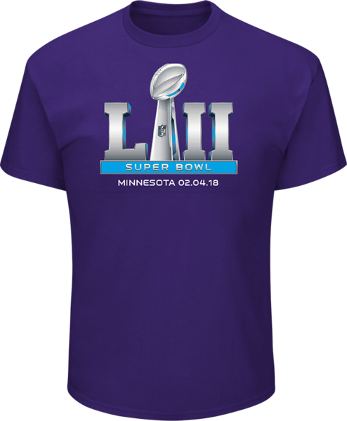 Men's Super Bowl Lii Majestic Purple Logo T-shirt - Tervis Nfl Stainless Steel Tumbler Super Bowl 52 Minneapolis (494x600), Png Download