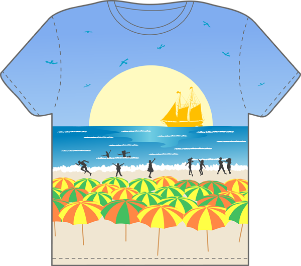 Clip Art Graphic Of A Blue Short Sleeved T Shirt Character - Beach Theme T Shirt (600x529), Png Download