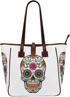 Colorful Floral Sugar Skull Classic Tote Bag - In.rhan Women's Skull Flower Beech Canvas Tote Bag (500x500), Png Download