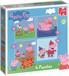 Peppa Pig 4in1 Puzzle Pack - Jumbo 4 Peppa Pig Jigsaw Puzzles (4 - 16 Pieces) (630x335), Png Download