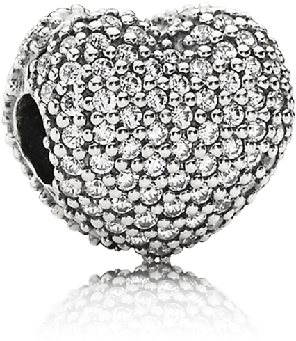 Pavé Open My Heart Clip, Clear Cz - Genuine Pandora S925 Silver Heart Pave Clip W/clear (999x999), Png Download