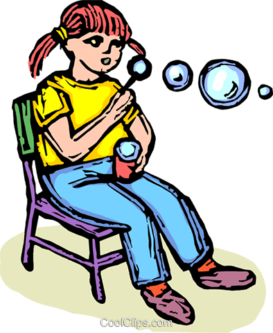 Girl Blowing Bubbles Royalty Free Vector Clip Art Illustration - Illustration (394x480), Png Download