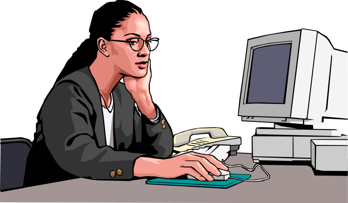 Vector Illustration Of Businesswoman With Mouse Pointer - Cartoon (1199x700), Png Download