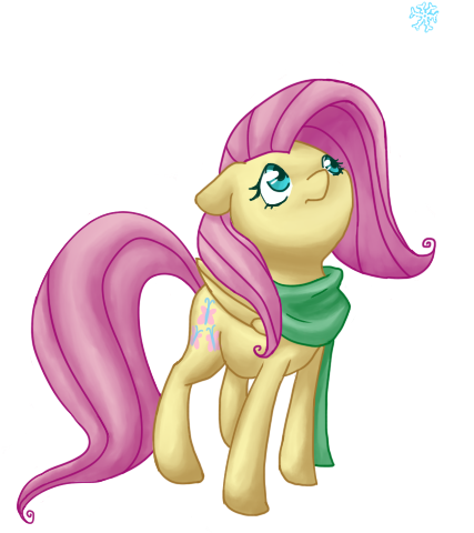Breadcipher, Clothes, Fluttershy, Safe, Scarf, Simple - Cartoon (500x500), Png Download
