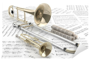 Trombón Y Trompeta Sobre Partituras - Trompetas Y Trombones (400x400), Png Download