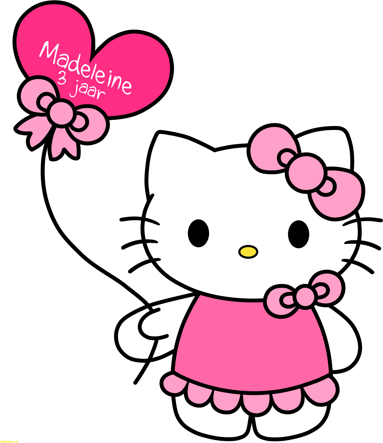 Hello Kitty With Balloons Free Download Clip Art Best - Hello Kitty Pink Png (1600x1792), Png Download