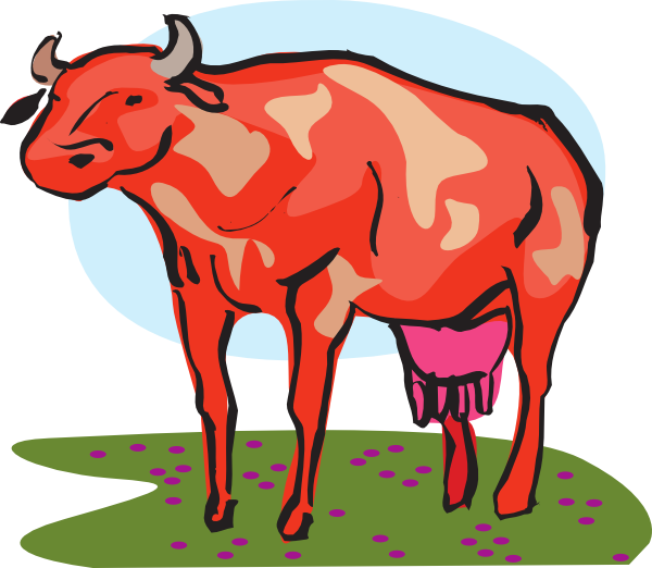 Red Cow Svg Clip Arts 600 X 522 Px (600x522), Png Download