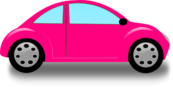 Pink Volkswagon Bug Car Clipart - Cartoon Volkswagen Beetle Pink (600x301), Png Download