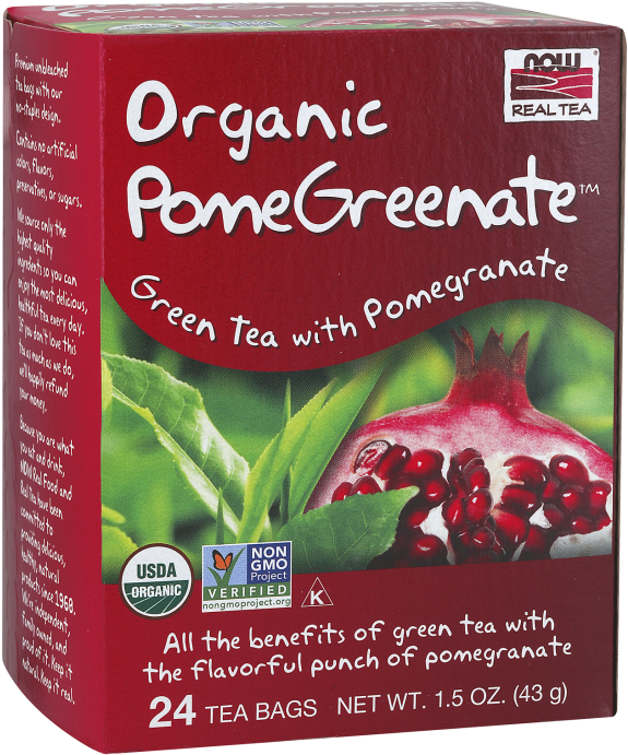 Pomegreenate™ Tea, Organic - Now Foods Pomegreenate Tea - 24 Tea Bags (620x729), Png Download
